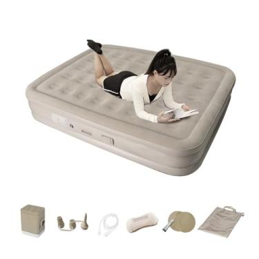 Imagem de Snsowed Colchão Inflável Automático, Colchão de Ar Confortável e Respirável Com Tecido Flocado de Alta Densidade, Resistente à água, Cama de Ar Portátil para Camping e Caminhadas (Aumento duplo)