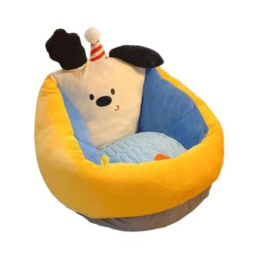 Imagem de ＫＬＫＣＭＳ Cadeira de almofada kawaii para crianças, cadeira de canto de leitura, sofá de lazer, sofá de um lugar, de chão preguiçoso para quarto infantil, 60x60, Amarelo