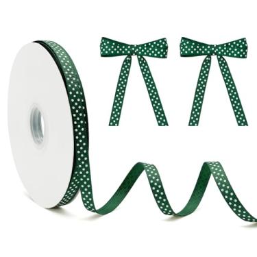 Imagem de PQZKLDP Fita de gorgorão de bolinhas de 9,5 cm - fita de bolinhas vermelhas e brancas de 50 jardas para embrulho de presente de Natal, laços, decoração de casamento, projetos de artesanato e bricolage