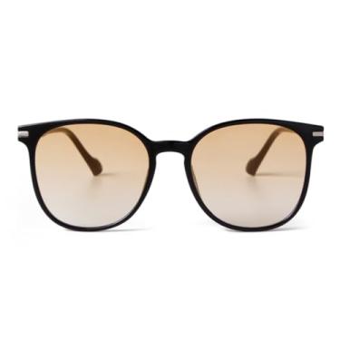 Imagem de HCHES Óculos de Sol Redondos com Rebites Retrô Masculino Feminino Degradê Laranja UV400 Estilo Literário Feminino Masculino (6)