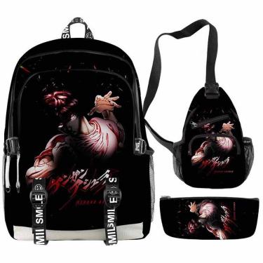 Imagem de Conjunto de mochilas escolares Hanma Baki Cartoon Kids, 3 unidades