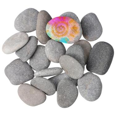 Imagem de NUOBESTY 20 peças de pedras de rio para pintura, pequenas pedras naturais seixos lisos para artesanato DIY, desenho, atividades infantis, decoração de casa (3-5 cm)