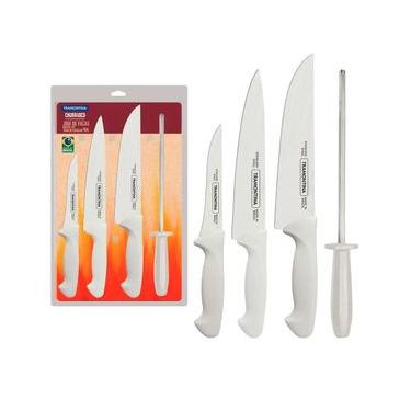 Imagem de Conjunto de Facas para Churrasco Tramontina 24699825 em Aço Inox com Chaira - 4 Peças