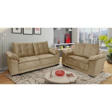 Imagem de Conjunto De Sofá Napoles 2 E 3 Lugares Veludo Jw Bege
