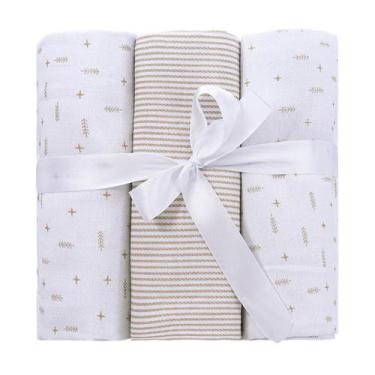 Imagem de Cueiro para Bebê Flanelado 03 Unidades Baby Joy Clássicos, Bege