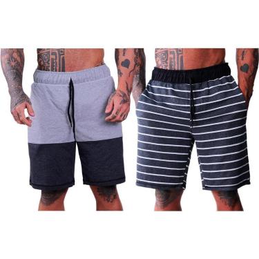 Imagem de Kit 2 Bermudas Moletom e Moletinho MXD Conceito Cores Diversas Opções Básica FullPrint Sport Fit-Masculino