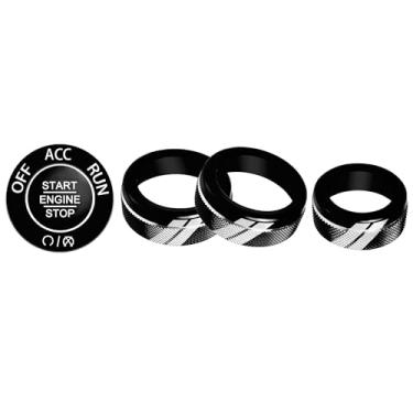 Imagem de YOSRTER Capa de botão de controle de 5 peças para acessórios Dodge Durango 2021 2022 2023 2024 2025 alumínio ar condicionado AC Climate Switch Volume Tune Button Cover (preto)