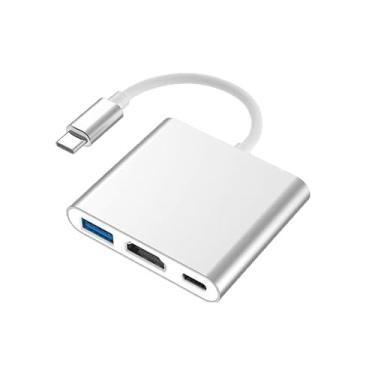 Imagem de [Leitor de cartão SD de 3 portas] Adaptador USB C para leitor de cartão SD de 3 portas USBC, leitor de cartão de memória para iPhone com conector duplo e três compartimentos