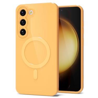 Imagem de Svanove Capa para celular Samsung Galaxy S23 Plus de silicone magnética, compatível com Magsafe capa fofa para mulheres, feminina, brilhante, geléia, borracha, fina, de plástico rígido, cofre e câmera