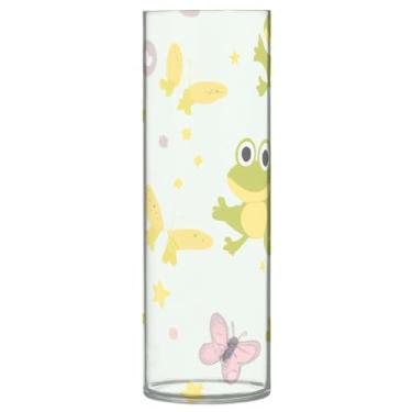 Imagem de JUZIHAI Vaso de flores para sapo e borboletas 9,9 cm x 30 cm cilindro de plástico moderno vaso de flores para centro de mesa de casamento decoração de casa
