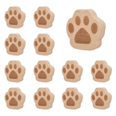 Imagem de MOROBOR Puxadores de impressão de pata de gato, 12 peças de puxadores de gaveta de madeira com furo único, puxadores decorativos exclusivos de madeira para móveis com parafusos e tubo de expansão