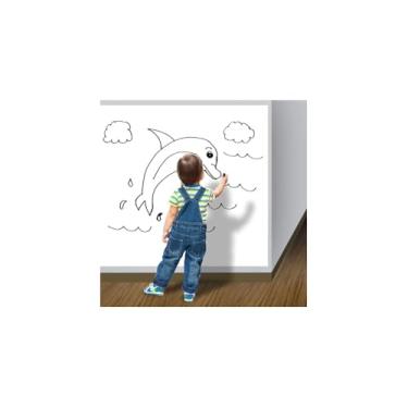 Imagem de Papel de Parede Adesivo PVC Quadro Branco com Marcador, 2 Metros x 45cm, Impermeável, Lavável, Reutilizável, Autoadesivo