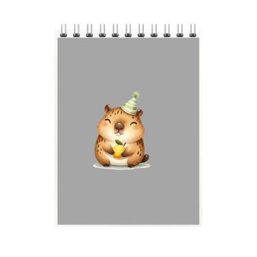 Imagem de Caderno Espiral Ilustrado com Urso Fofo de Aniversário, Capa com Personagem Aquarela, Design Infantil, Volta as Aulas 2026 (5, Cinza)