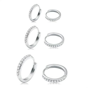 Imagem de Gemsme Brincos de argola de ouro para mulheres – Brincos de argola banhados a ouro 18 K, zircônia cúbica, hipoalergênico, cartilagem delicada para joias, Latão, Zircônia cúbica