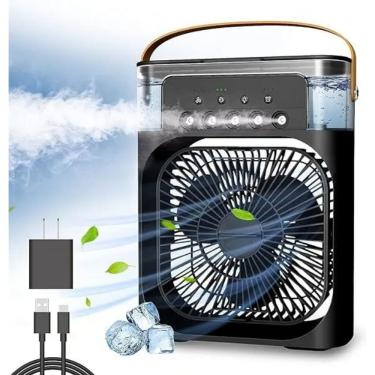 Imagem de Mini Ventilador Portátil 3 em 1 – Ventilador, Umidificador e Climatizador com LED para Mesa