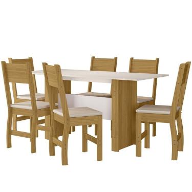 Imagem de Kit Mesa De Jantar Milano 155x68 Cm Com 6 Cadeiras Milano Freijo/off White/savana Freijo/off White/savana