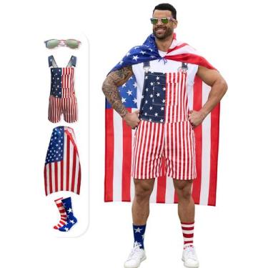 Imagem de Conjunto de Jardineira con Bandera Americana para Hombre XXL - Bindefo