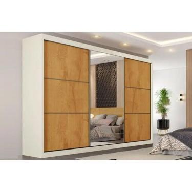 Imagem de Guarda Roupa Casal Bragança 3 Portas De Coorer (1 C- Espelho) E 6 Gavetas Peroba-off White - Europa