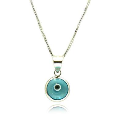 Imagem de Colar Murano Olho Grego Azul Claro Prata Legitima 925
