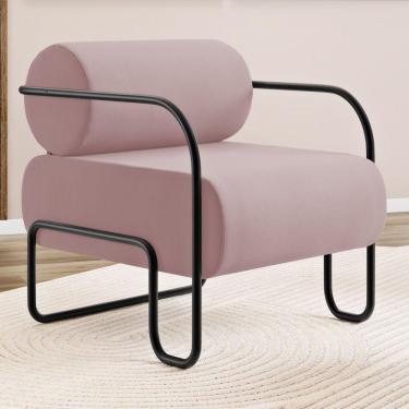 Imagem de Poltrona Decorativa Orgânica Living Miska Veludo Rosê - Desk Design