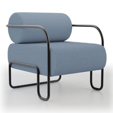 Imagem de Poltrona Decorativa Orgânica Living Miska Linho Denim - Desk Design