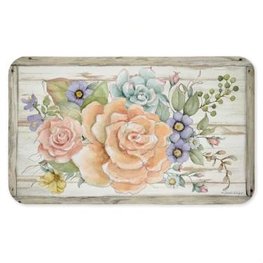 Imagem de Tapete de piso antifadiga Rose Succulent Bouquet, ergonômico acolchoado para cozinha e tapete de pé com suporte antiderrapante, tapete confortável ecológico, design por Susan Winget, 76 cm x 45 cm