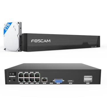 Imagem de FOSCAM Gravador de vídeo em rede 4K 8CH para sistema de câmera de segurança, gravação 24 horas por dia, 7 dias por semana para disco rígido de 2 TB pré-instalado