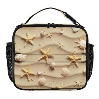 Imagem de Joisal Lancheira de praia com estrela do mar, estrela-do-mar, para mulheres, meninas, com alça de ombro, masculina, infantil, lancheira para trabalho, escola, rosa, fofa, bolsa térmica