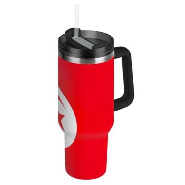 Imagem de Joisal Copo de 1,134 g com alça copos de aço inoxidável com tampa e canudo garrafa de água rosa carros isolados caneca de café bebida quente bandeira da Tunísia