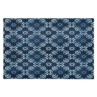 Imagem de Wassud Tapete de porta geométrico azul marinho 61 x 89 cm, tapete antiderrapante lavável com suporte de borracha, tapete macio e macio para sala de estar, quarto, entrada, entrada