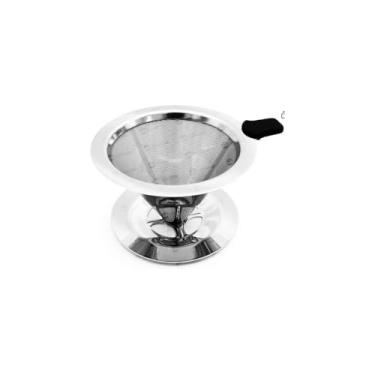 Imagem de Coador de Café Pour Over em Aço Inox, 6 cm Altura x 10 cm Largura, Filtro Permanente, Preparo Manual para 2 Xícaras