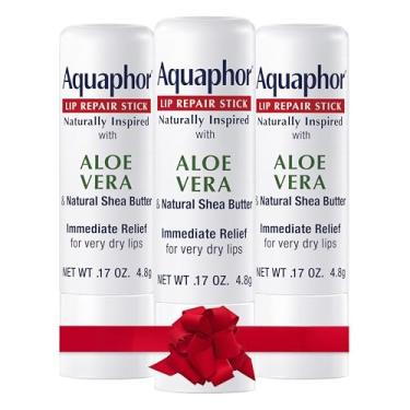 Imagem de Aquaphor Naturally Inspired Lip Repair Stick Com Aloe Vera E Manteiga De Karité Natural, Bálsamo Hidratante Que Alivia Imediatamente O Seco Os Lábios Rachados, 0,17 Oz Stick, Pacote 3