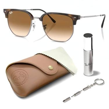 Imagem de Ray-Ban RB4416 NOVO CLUBMASTER Óculos de sol quadrados com kit de óculos – protetores de nariz ajustáveis, Armação Havana polida | Lente marrom, 51 mm