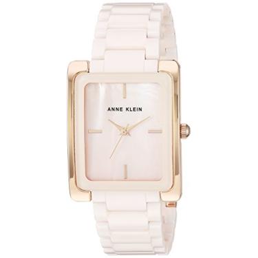 Imagem de Anne Klein Relógio feminino com pulseira de cerâmica, Rosa-claro/ouro rosa, AK/2952LPRG