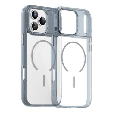 Imagem de SFDSUH Capa de luxo transparente com carregamento sem fio magnético para iPhone 16 Plus (para iPhone 16 Plus/CINZA)