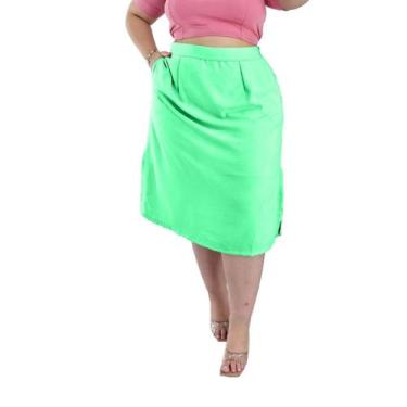 Imagem de Saia Midi Cintura Alta com Bolsos e Aberturas Laterais Forrada Diversa