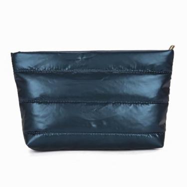 Imagem de DSDFIDn Bolsa de maquiagem pequena inchada para mulheres, bolsa de cosméticos, bolsa organizadora de higiene pessoal, Azul (hgl-blue)