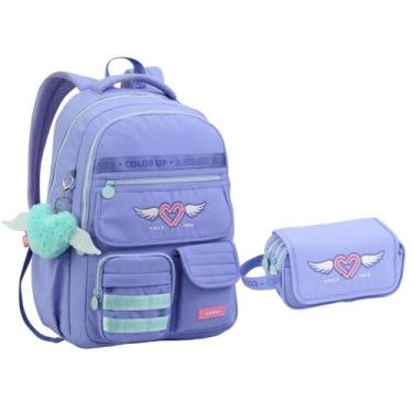 Imagem de Kit Mochila e Estojo Feminino Bolso Laptop ColorUp - Seanite, Lilas