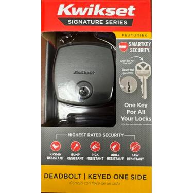 Imagem de Kwikset Fechadura Midtown Preto Fosco Cilindro Único Lado Único com Rosa Moderna Macia Apresentando SmartKKey Security 258 MDT 514 SMT CP