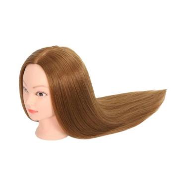 Imagem de Cabeça De Manequim De Cabelo Humano Real De 22-24 Polegadas Com Suport