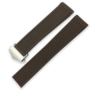 Imagem de Clouism Pulseira esportiva de borracha para Tag Heuer Aquaracer de 43 mm e 41 mm de diâmetro, pulseira de relógio de silicone de 22 mm e 20 mm (marrom, 20 mm)