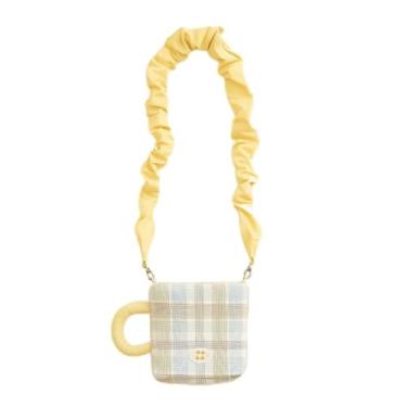 Imagem de Bolsa transversal xadrez, alça ajustável com estampa xadrez, bolsa feminina casual, Caqui, Medium, Mochila casual