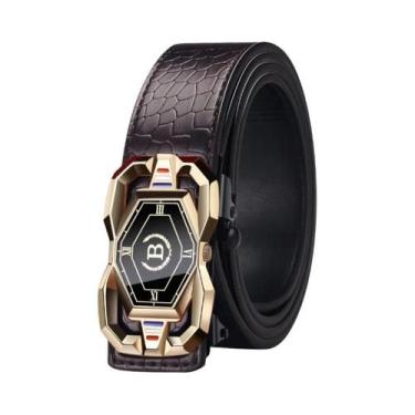 Imagem de Cinto Masculino Casual Com Padrão De Crocodilo E Fivela Automática, Mo