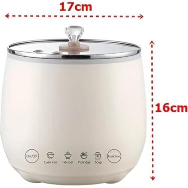 Imagem de Mini Panela Elétrica de Arroz 1,8L Antiaderente 4 em 1 – Arroz, Sopas e Caldos, Compacta e Ideal para 1 a 2 Pessoas (110, Volts)