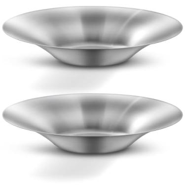 Imagem de WAGENSTEIGER Um conjunto de 2 pratos de jantar de aço inoxidável, tigelas de salada, travessas de servir de espaguete, bandejas de buffet, bandejas de catering, acabamento escovado clássico, ótimo