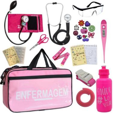 Imagem de Kit Enfermagem Academico Aparelho Pressao Estetoscópio Bolsa Multi PA 