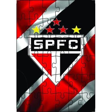 Imagem de Quebra-Cabeça Jogo Futebol São Paulo 36 Peças MDF 18x26 - Brother'S Mi