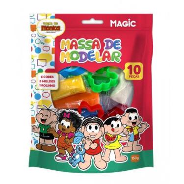 Imagem de Massa de Modelar  6 Cores, 3 Moldes e 1 rolinho - Turma da M - Turma D