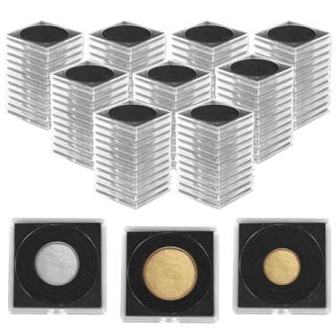 Imagem de 100 unidades de estojos transparentes de cápsulas de moeda, porta-moedas com junta para coleção, 5 tamanhos 20/25/30/35/40 mm suprimentos de armazenamento de proteção de moeda de dólar, caixa