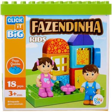Imagem de Fazendinha Blocos De Montar  Kids 18 Peças Infantil - Click It